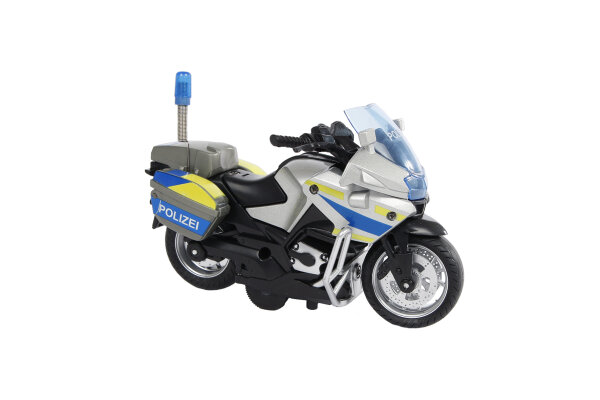 Polizeimotorrad mit Rückzug + Licht & Sound 13 cm