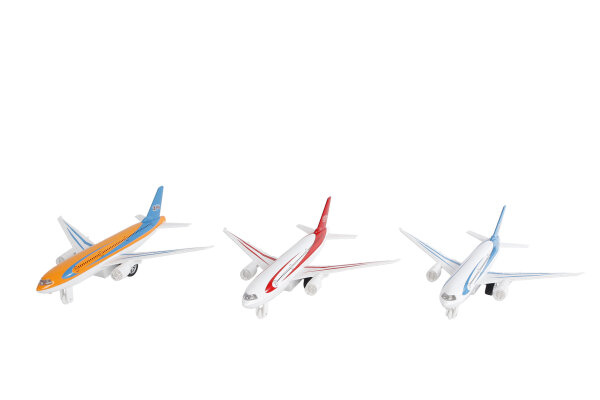 Flugzeuge mit Rückzug + Licht & Sound 18,5 cm 3-fach sortiert