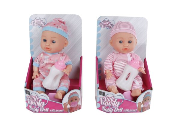 Family Baby mit Sound und Flasche 30 cm 2-fach sortiert